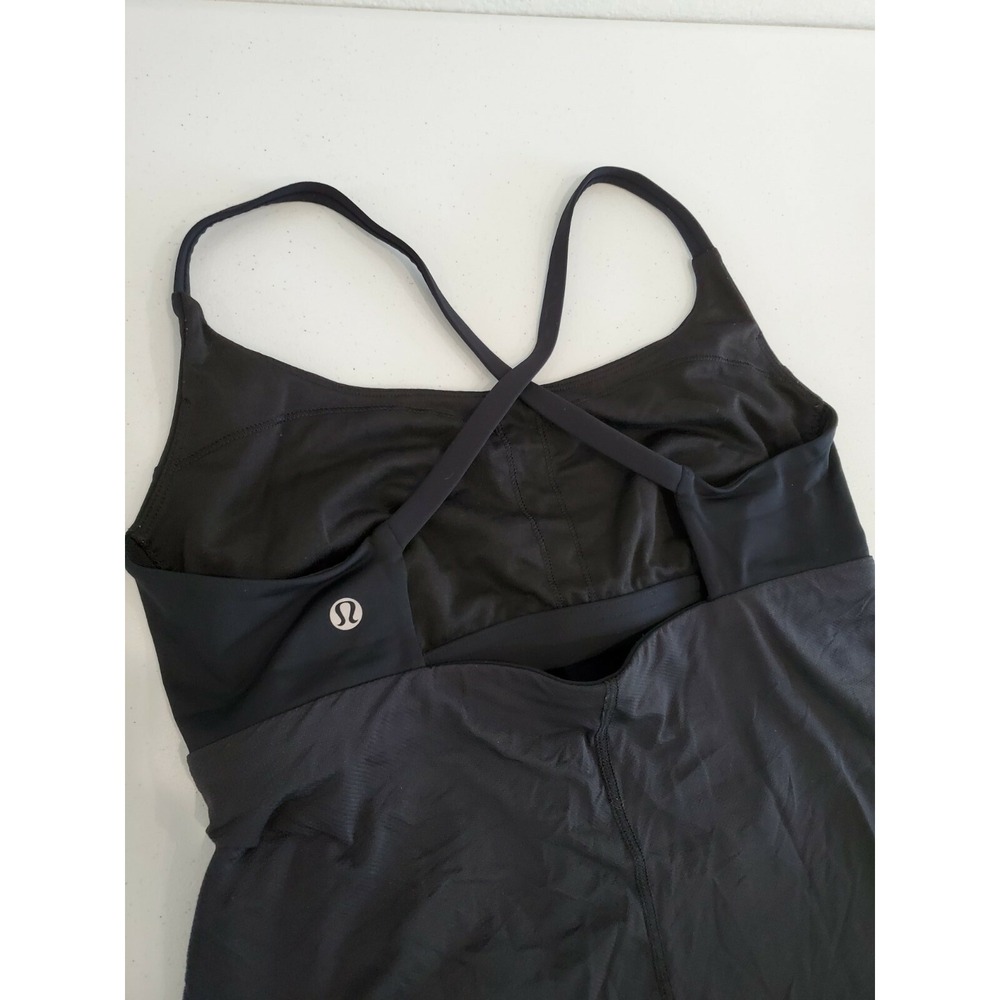 Lululemon Black Tank Criss cross Top Shirt Built In Bra - Picture 4 of 7
